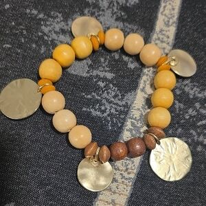 Gold and Brown Beaded Bracelet